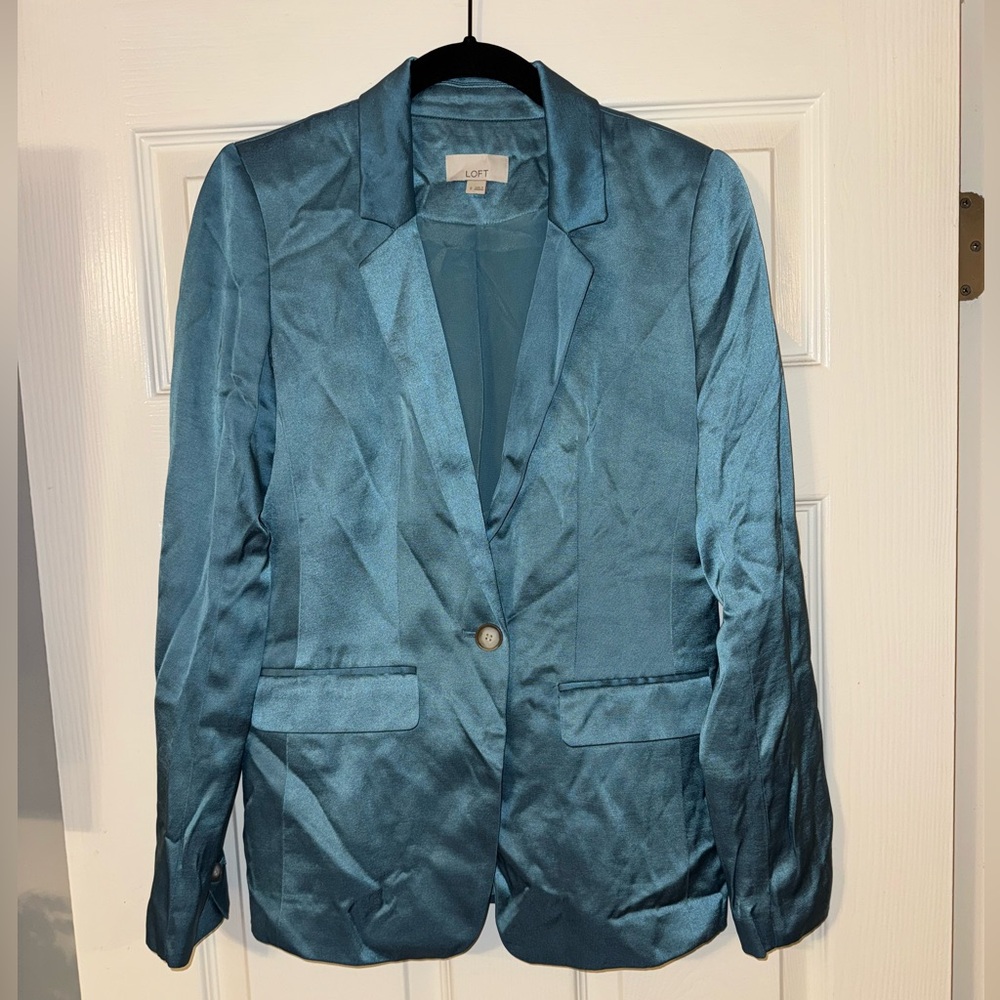 LOFT Satin Blue Blazer Jacket